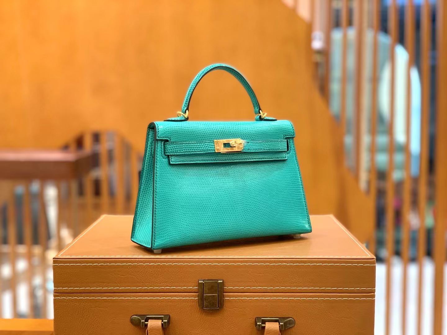 Hermès（爱马仕）Mini Kelly 迷你凯莉 维罗纳绿 南非野生蜥蜴皮 金扣 二代 法国原版蜡线 顶级手缝