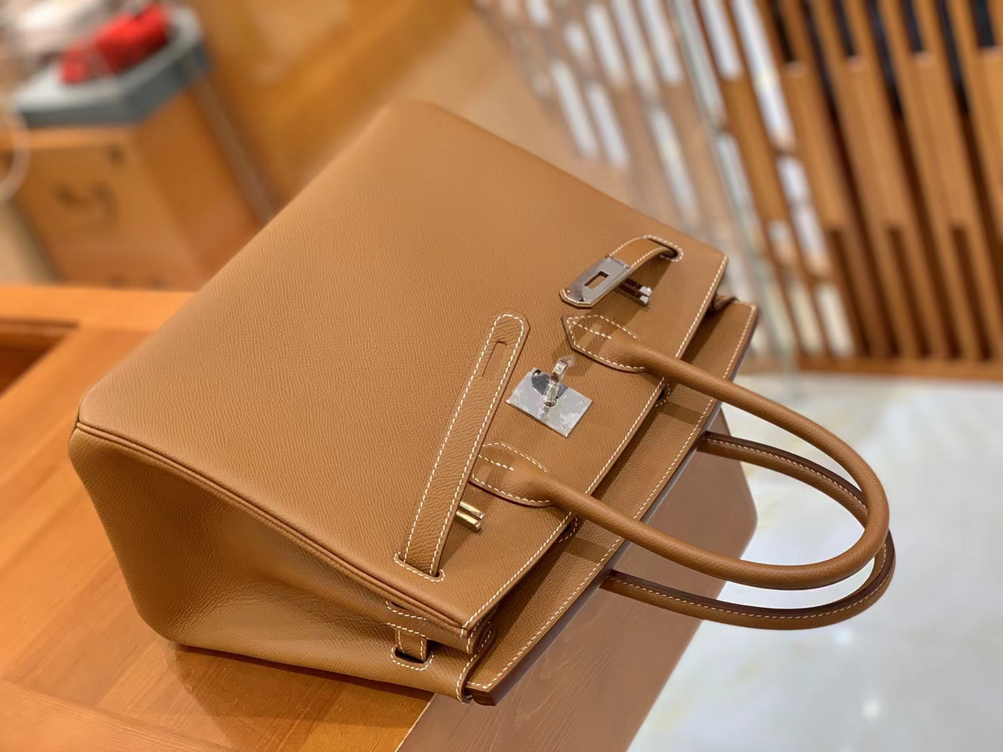 Hermès（爱马仕）Birkin 铂金包 金棕色 Epsom掌纹皮 银扣 30cm 原版蜜蜡线 顶级手缝