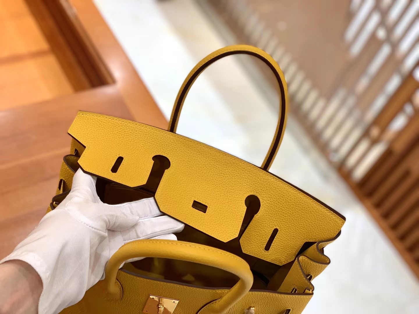 Hermès（爱马仕）Birkin 铂金包 琥珀黄 Togo小牛皮 金扣 30cm 原版蜜蜡线 顶级手缝