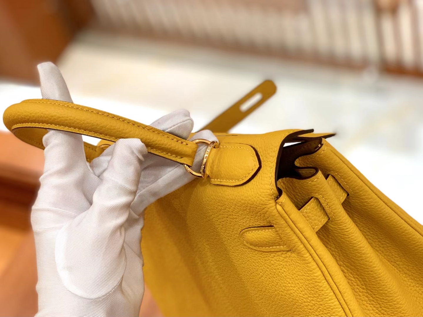 Hermès（爱马仕）Kelly 凯莉包 琥珀黄 Togo小牛皮 金扣 28cm 原版蜜蜡线 顶级手缝