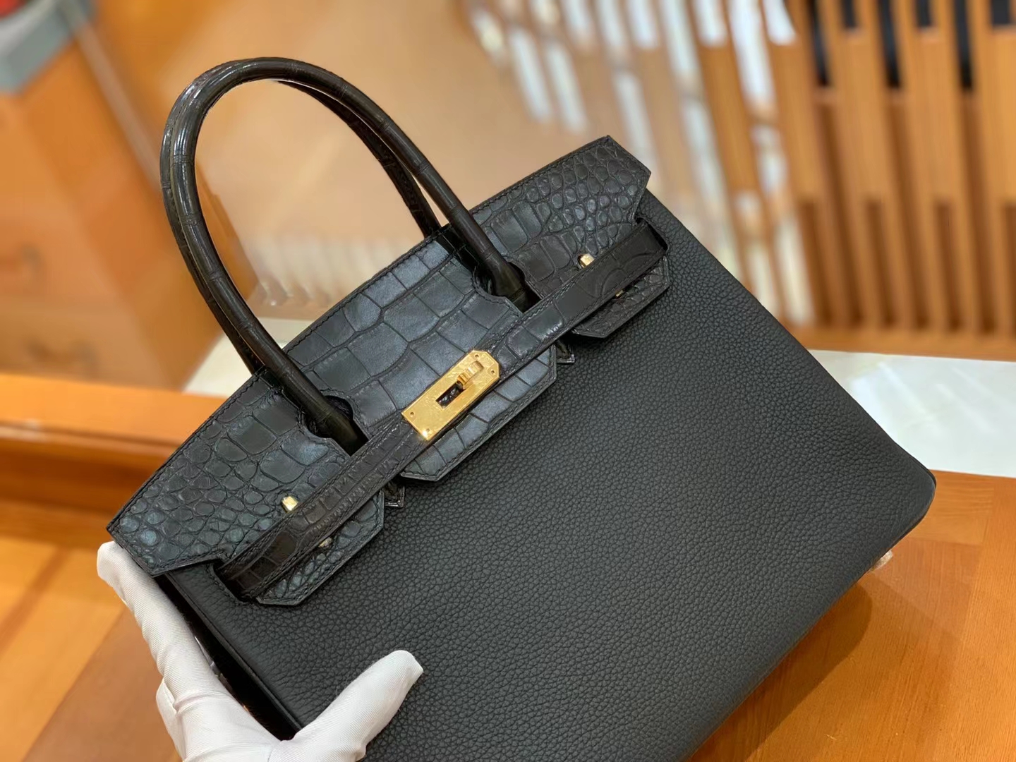 Hermès（爱马仕）Birkin Touch 经典黑 美洲鳄拼Togo皮 银扣 30cm 原版蜜蜡线 顶级手缝