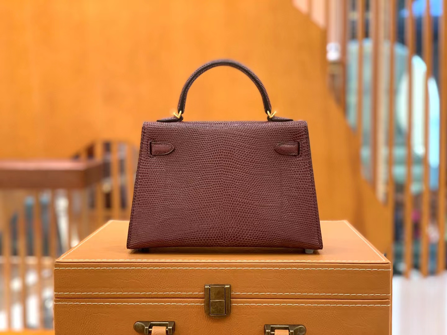 Hermès（爱马仕）Mini Kelly 迷你凯莉 波尔多酒红 南非野生蜥蜴皮 金扣 二代 法国原版蜡线 顶级手缝