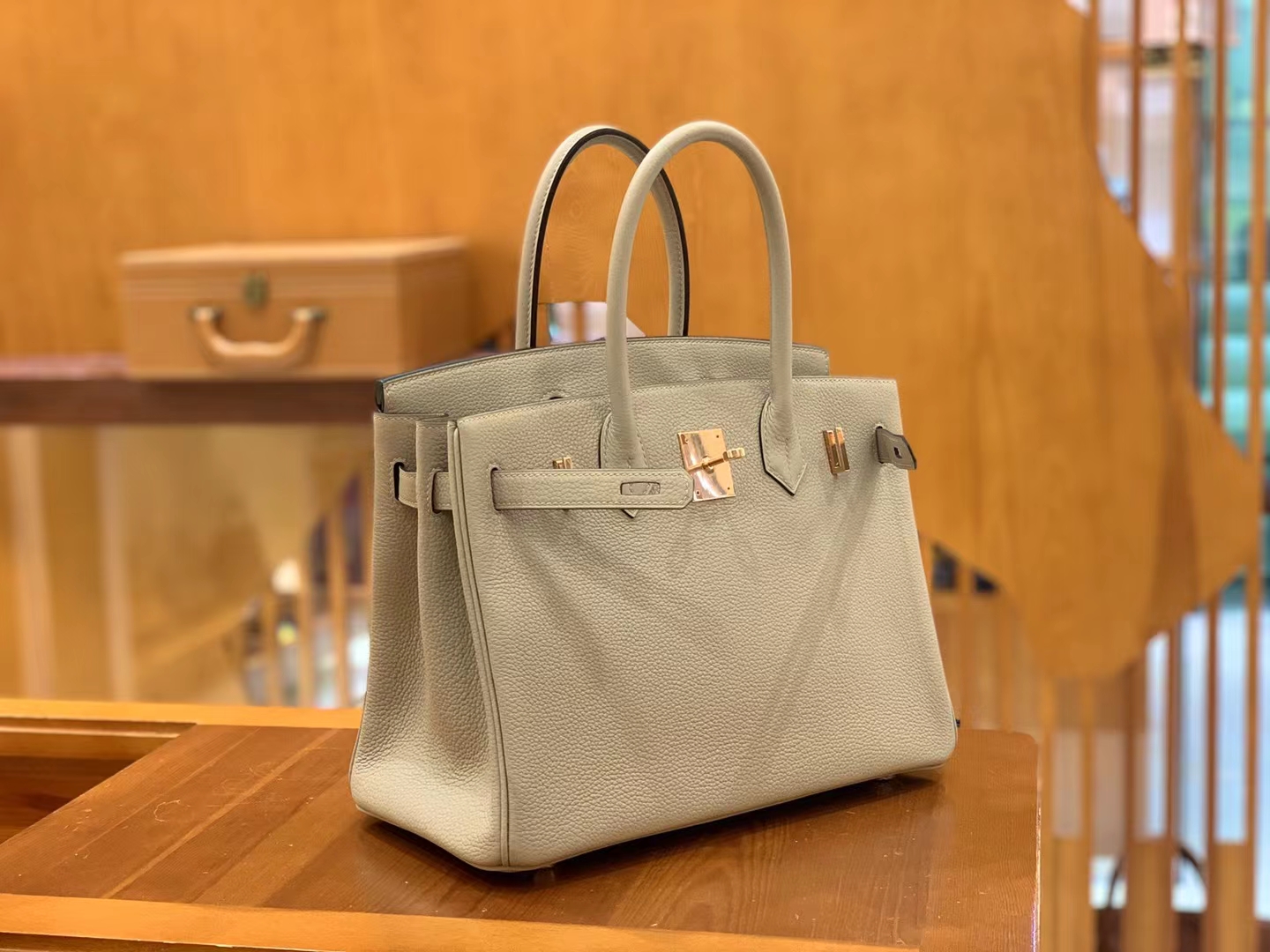 Hermès（爱马仕）Birkin 铂金包 斑鸠灰 Togo小牛皮 玫瑰金扣 30cm 原版蜜蜡线 顶级手缝