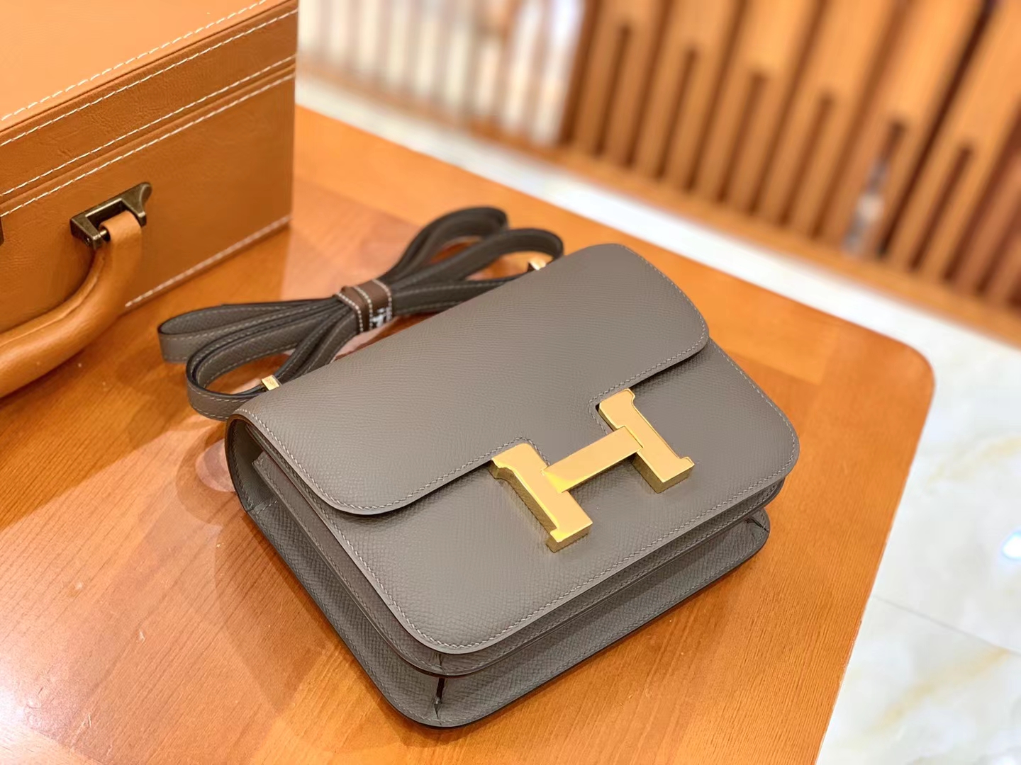 Hermès（爱马仕）Constance 康康 锡器灰 Epsom掌纹皮 金扣 19cm 原版蜜蜡线 顶级手缝