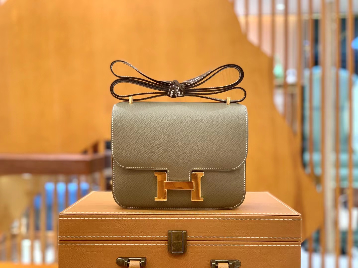 Hermès（爱马仕）Constance 康康 大象灰 Epsom掌纹皮 金扣 19cm 原版蜜蜡线 顶级手缝