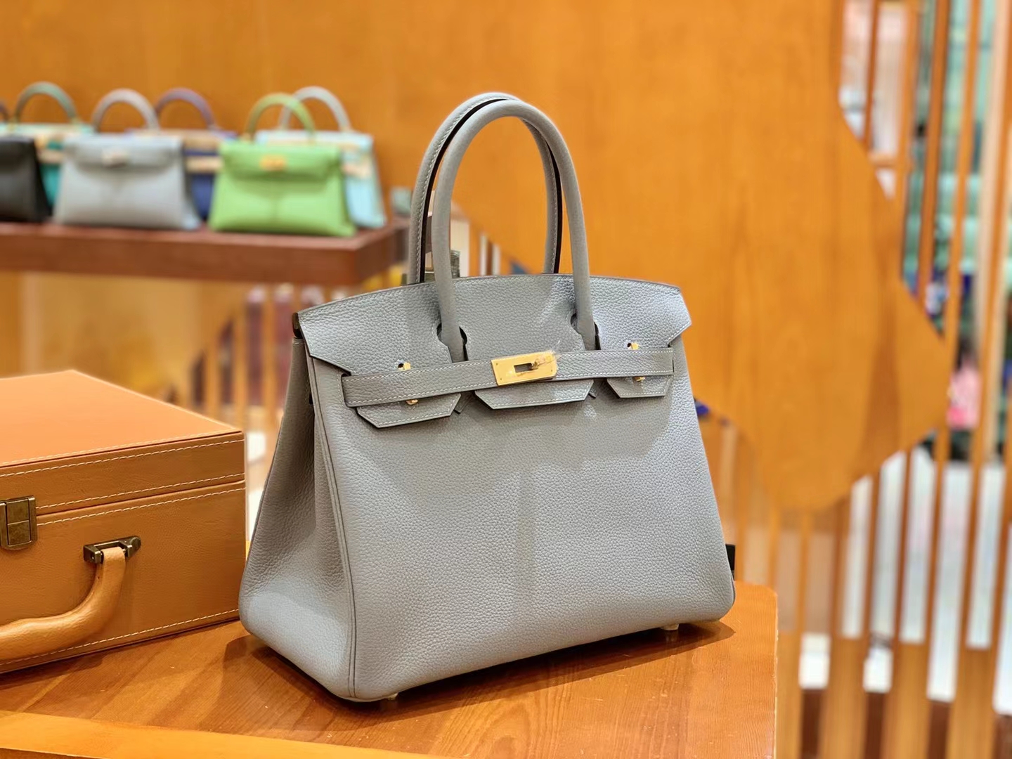 Hermès（爱马仕）Birkin 铂金包 亚麻蓝 Togo小牛皮 金扣 30cm 原版蜜蜡线 顶级手缝