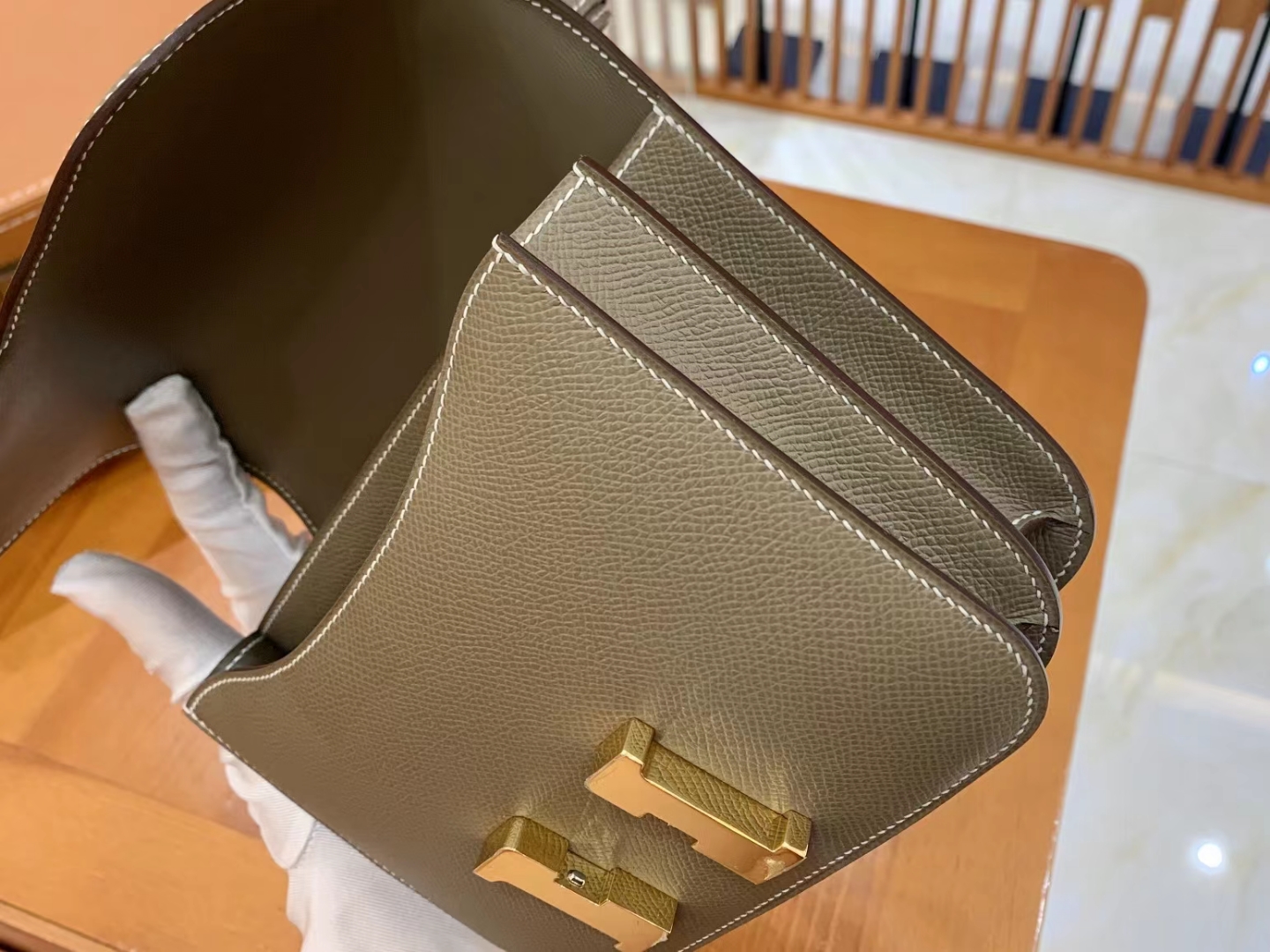 Hermès（爱马仕）Constance 康康 大象灰 Epsom掌纹皮 金扣 19cm 原版蜜蜡线 顶级手缝