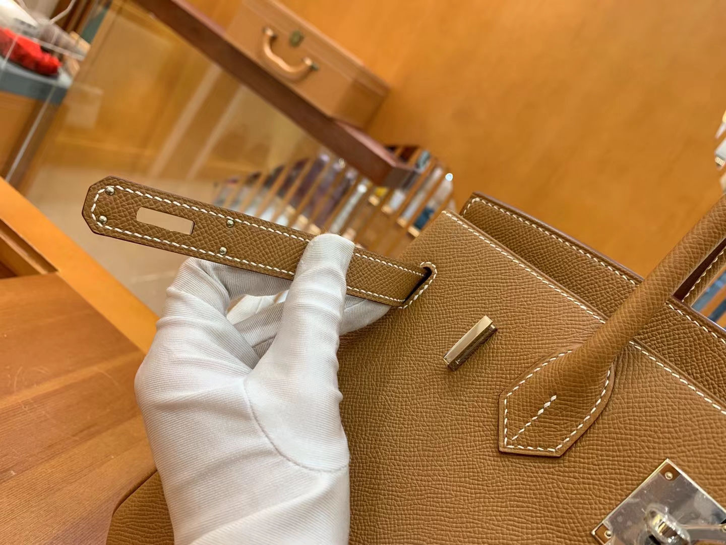 Hermès（爱马仕）Birkin 铂金包 金棕色 Epsom掌纹皮 银扣 30cm 原版蜜蜡线 顶级手缝