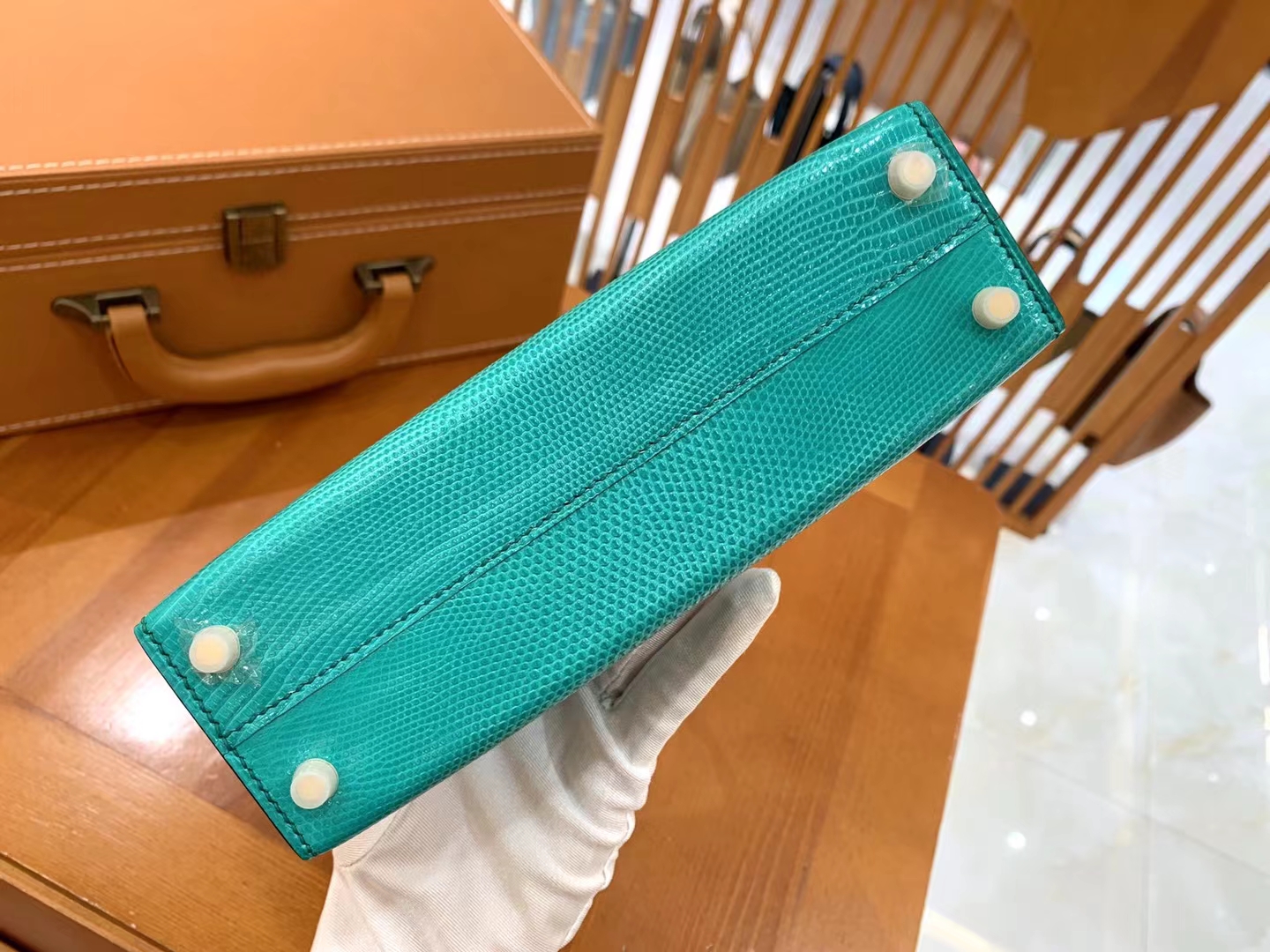 Hermès（爱马仕）Mini Kelly 迷你凯莉 维罗纳绿 南非野生蜥蜴皮 金扣 二代 法国原版蜡线 顶级手缝