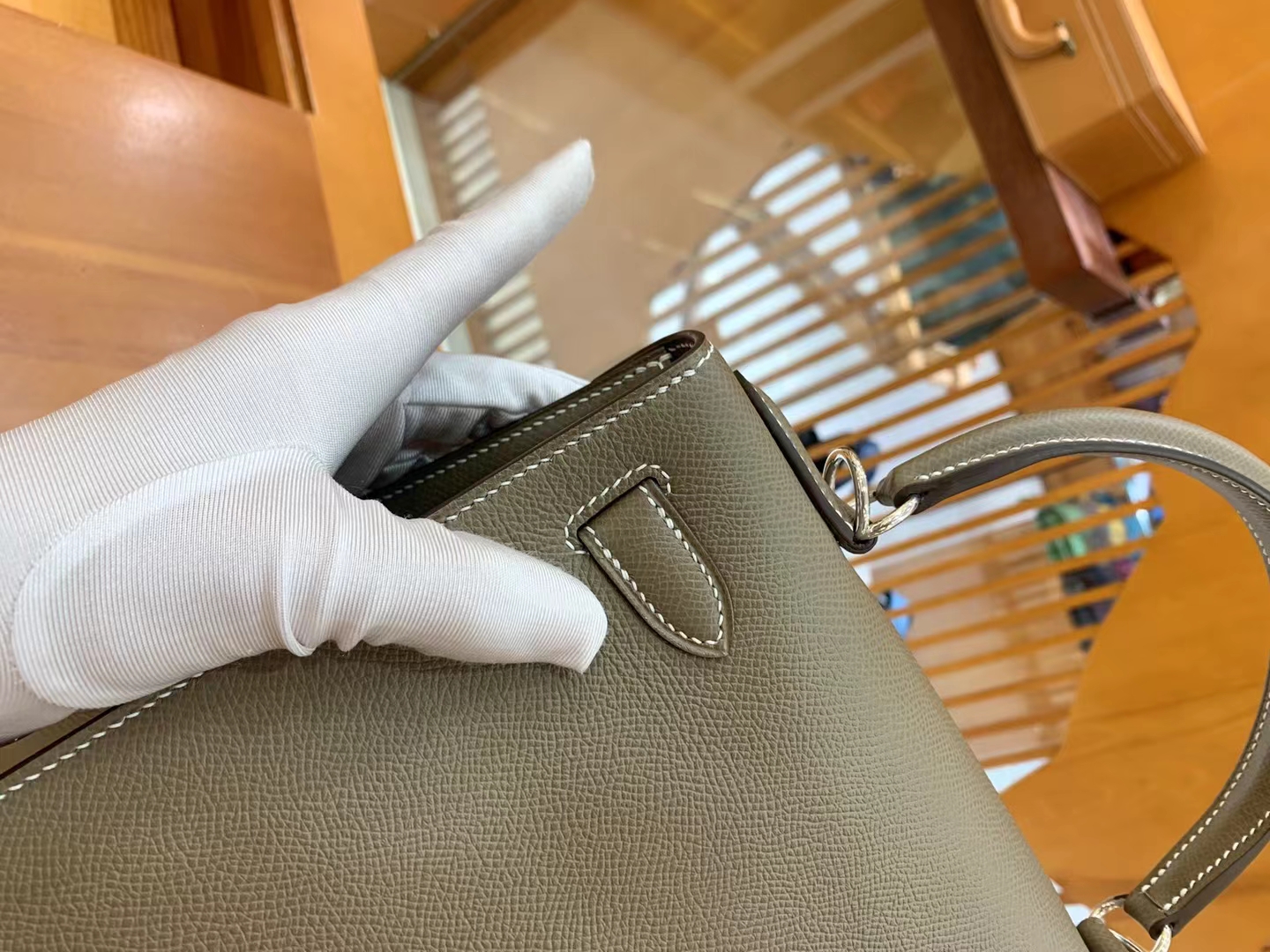 Hermès（爱马仕）Kelly 凯莉包 大象灰 Epsom掌纹皮 银扣 28cm 原版蜜蜡线 顶级手缝