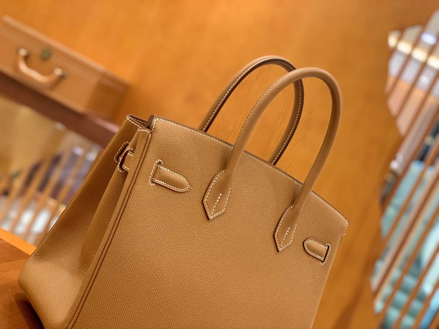 Hermès（爱马仕）Birkin 铂金包 金棕色 Epsom掌纹皮 银扣 30cm 原版蜜蜡线 顶级手缝