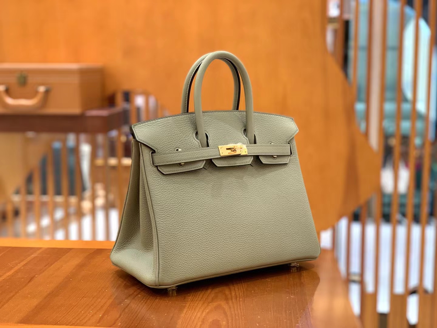 Hermès（爱马仕）Birkin 铂金包 鼠草绿 Togo小牛皮 金扣 25cm 原版蜜蜡线 顶级手缝
