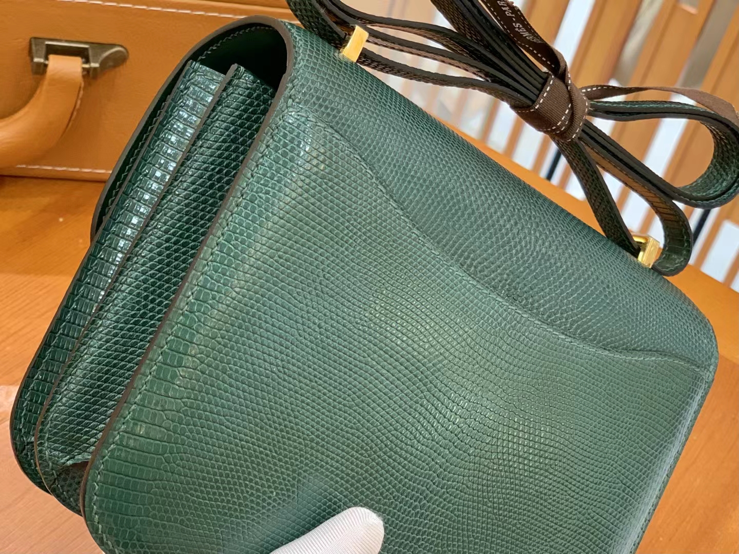 Hermès（爱马仕）Constance 康康 孔雀绿 南非野生蜥蜴皮 金扣 19cm 原版蜜蜡线 顶级手缝