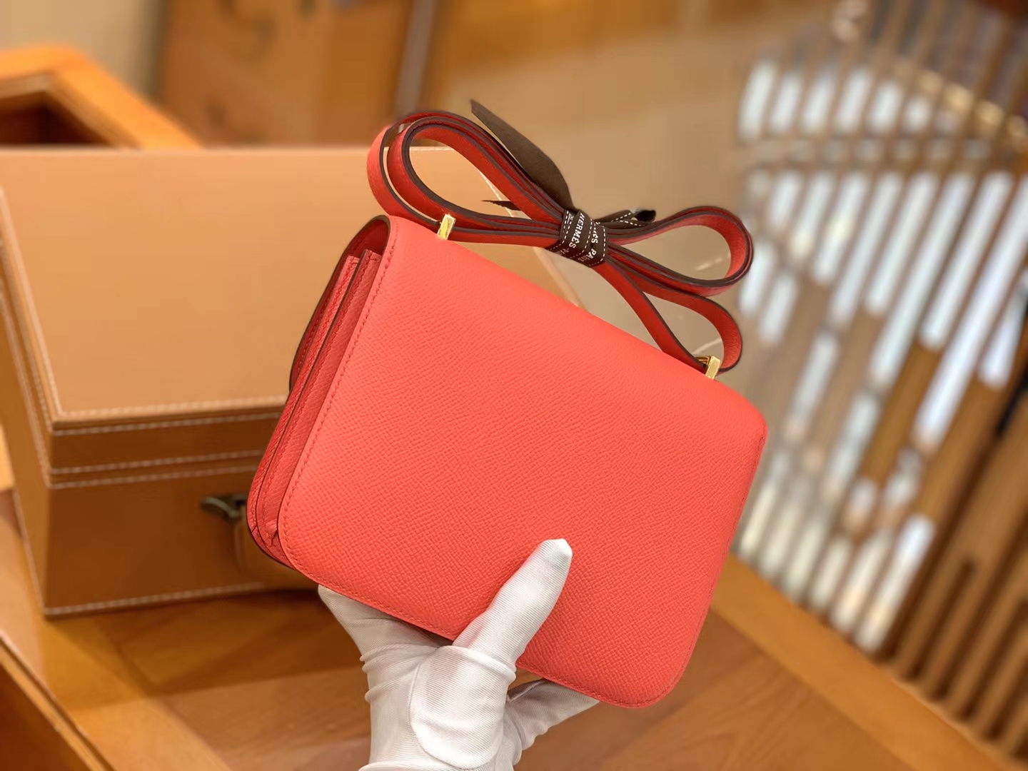 Hermès（爱马仕）Constance 康康 德克萨斯粉 Epsom掌纹皮 金扣 19cm 原版蜜蜡线 顶级手缝