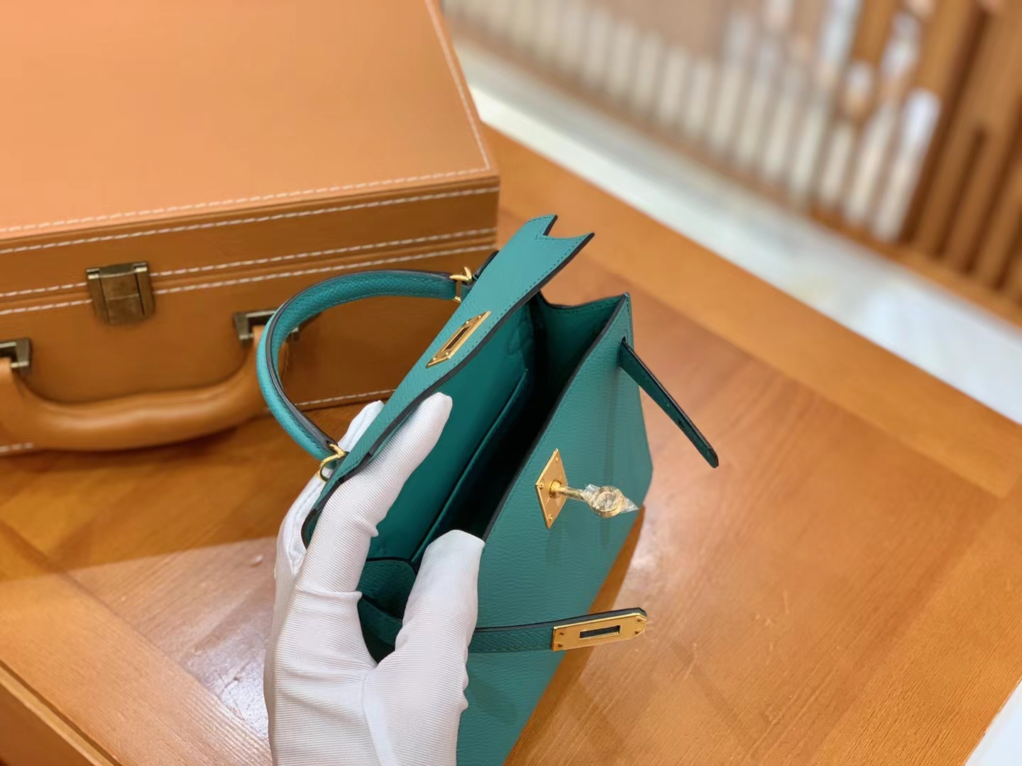 Hermès（爱马仕）Mini Kelly 迷你凯莉 孔雀蓝 Epsom掌纹皮 金扣 二代 原版蜜蜡线 顶级手缝