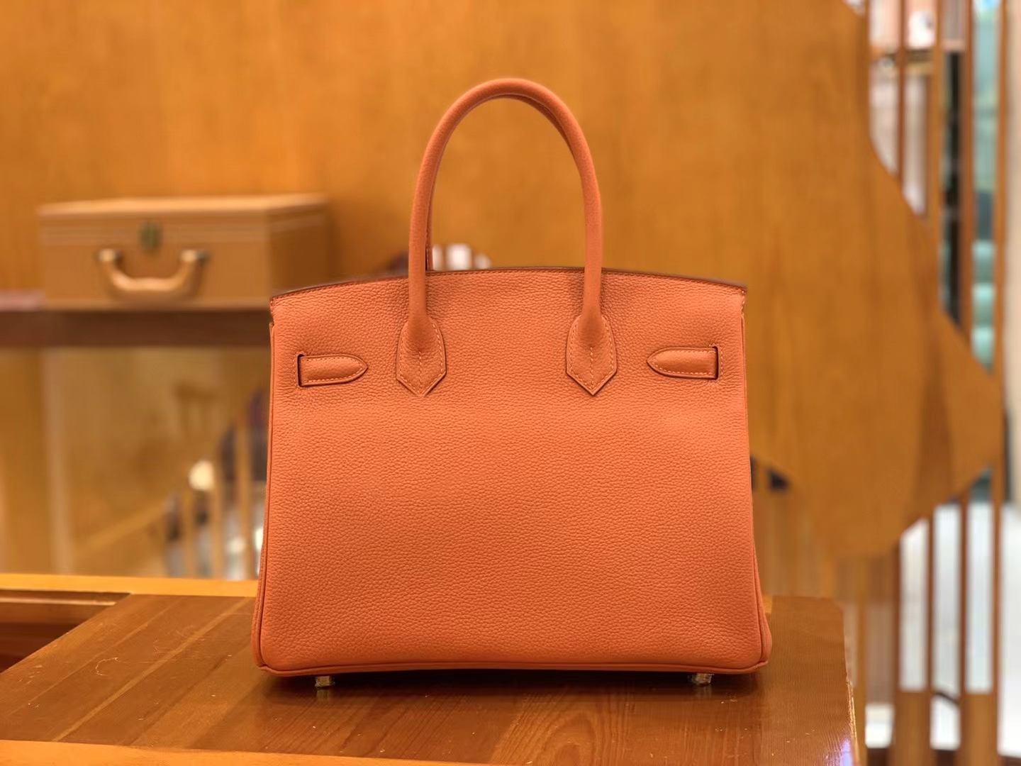 Hermès（爱马仕）Birkin 铂金包 枫叶棕 Togo小牛皮 金扣 30cm 原版蜜蜡线 顶级手缝