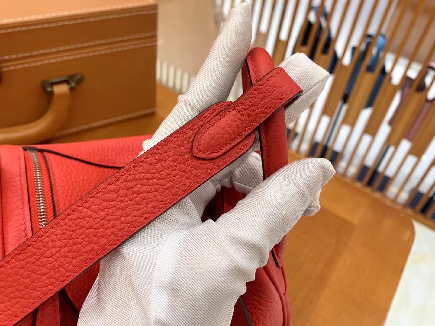 Hermès（爱马仕）Mini Lindy 迷你琳迪 国旗红 进口TC大牛皮 银扣 原版蜜蜡线 顶级手缝