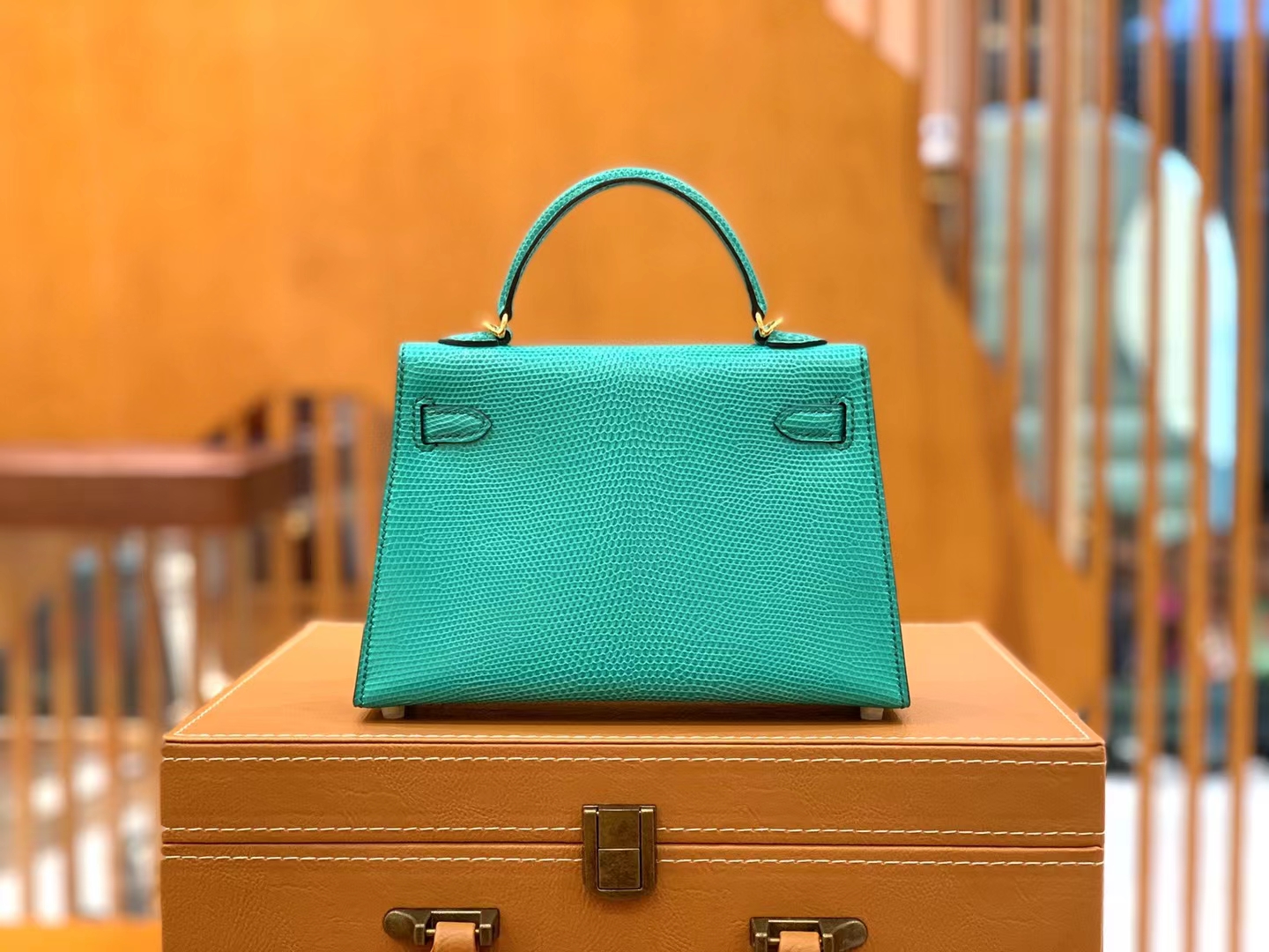 Hermès（爱马仕）Mini Kelly 迷你凯莉 维罗纳绿 南非野生蜥蜴皮 金扣 二代 法国原版蜡线 顶级手缝
