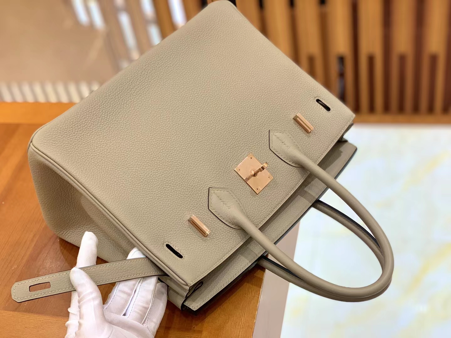 Hermès（爱马仕）Birkin 铂金包 斑鸠灰 Togo小牛皮 玫瑰金扣 30cm 原版蜜蜡线 顶级手缝