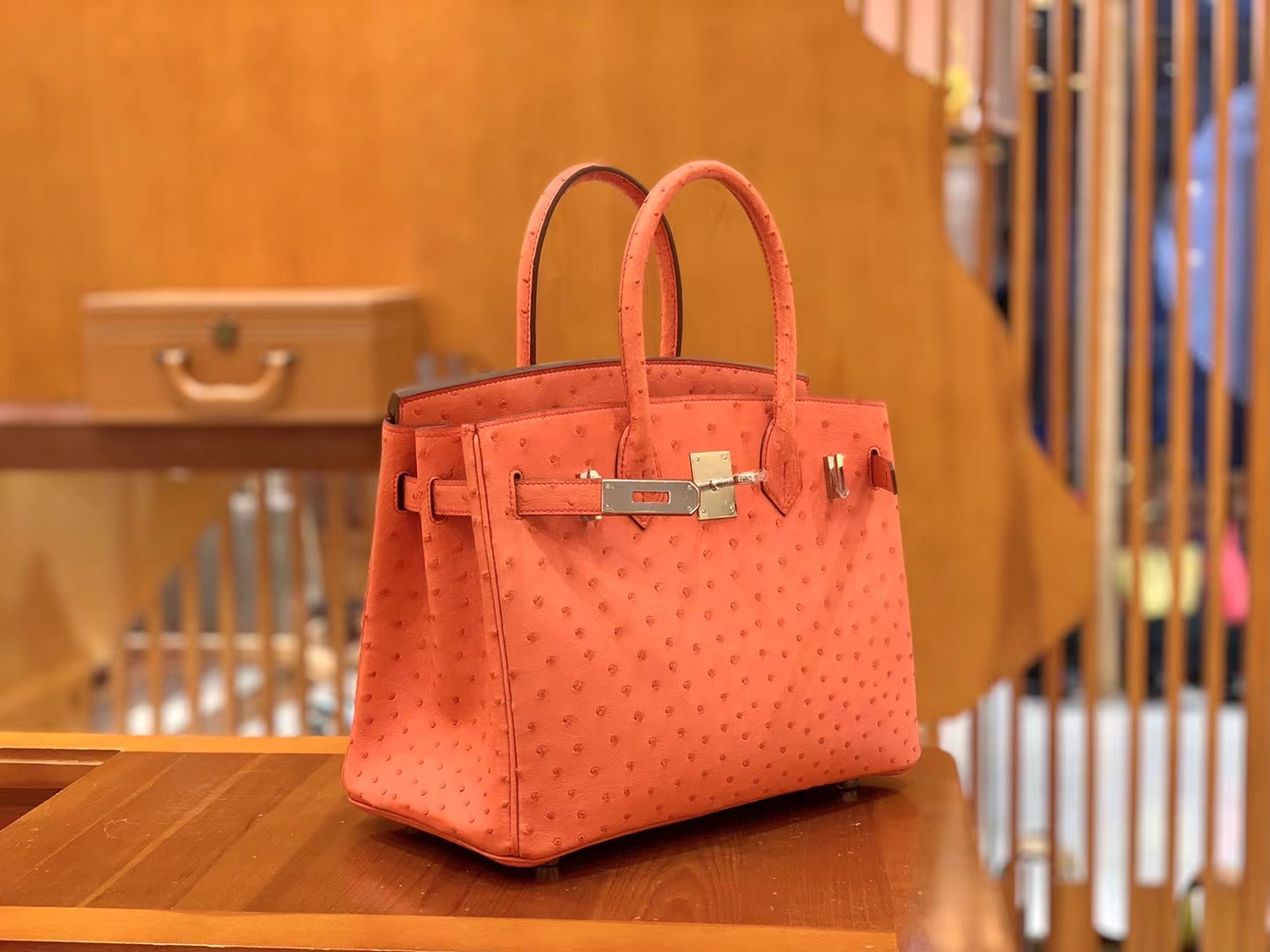 Hermès（爱马仕）Birkin 铂金包  南非KK级鸵鸟皮 德克萨斯粉 银扣 30cm 原版蜜蜡线 顶级手缝