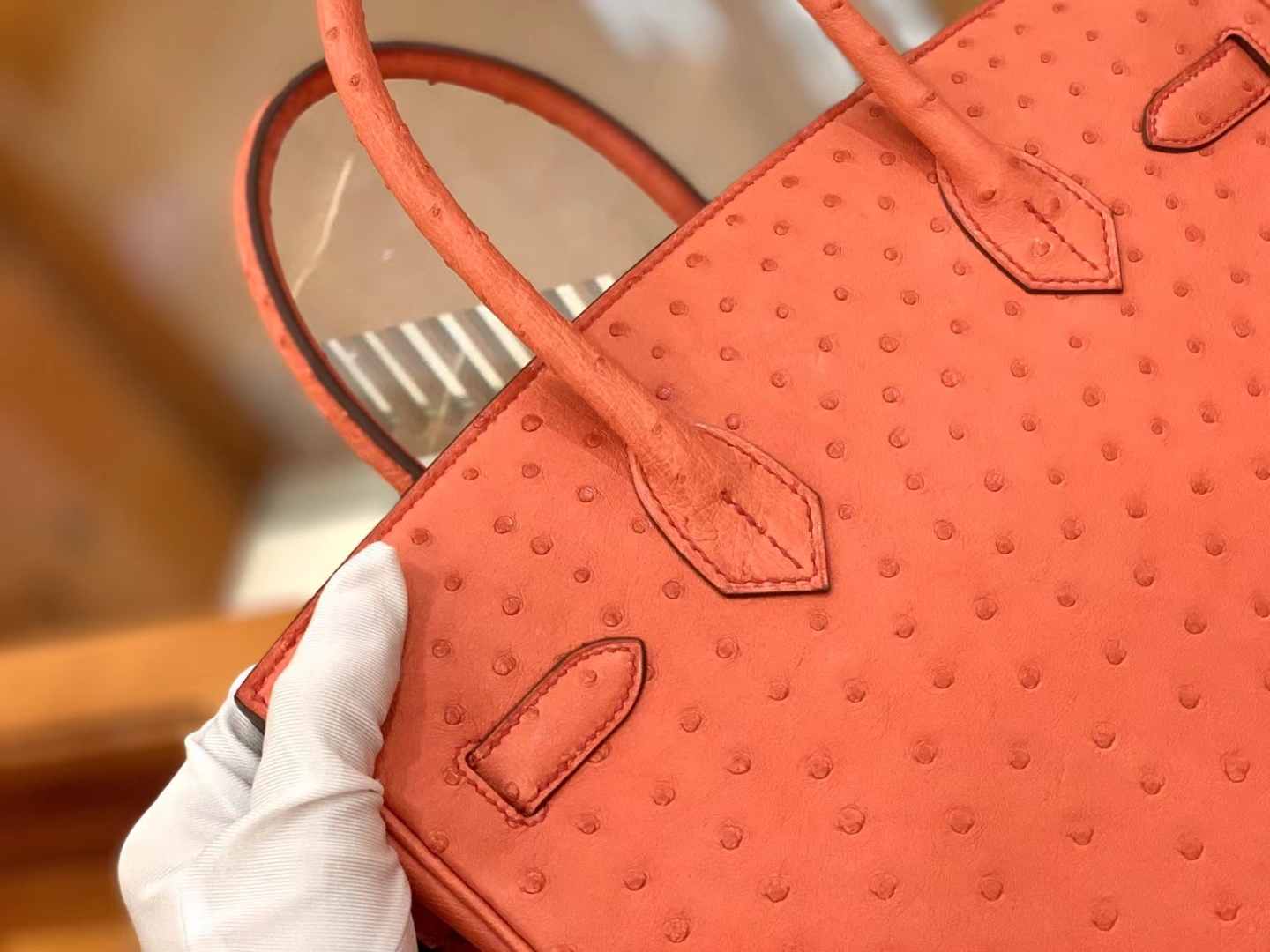 Hermès（爱马仕）Birkin 铂金包  南非KK级鸵鸟皮 德克萨斯粉 银扣 30cm 原版蜜蜡线 顶级手缝