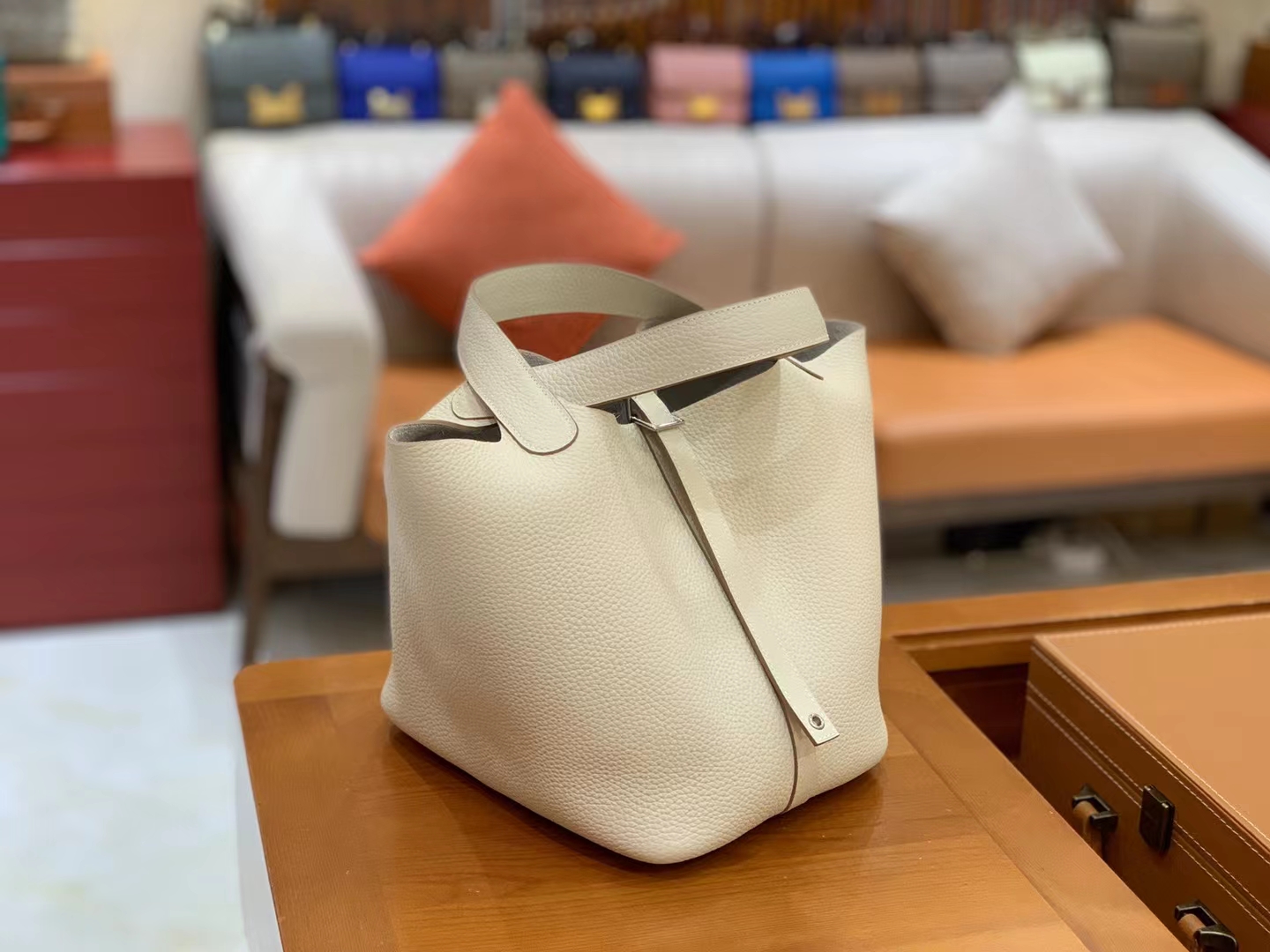 Hermès（爱马仕）Picotin 菜篮子 奶昔白 进口TC大牛皮 银扣 22cm 原版蜜蜡线 顶级手缝