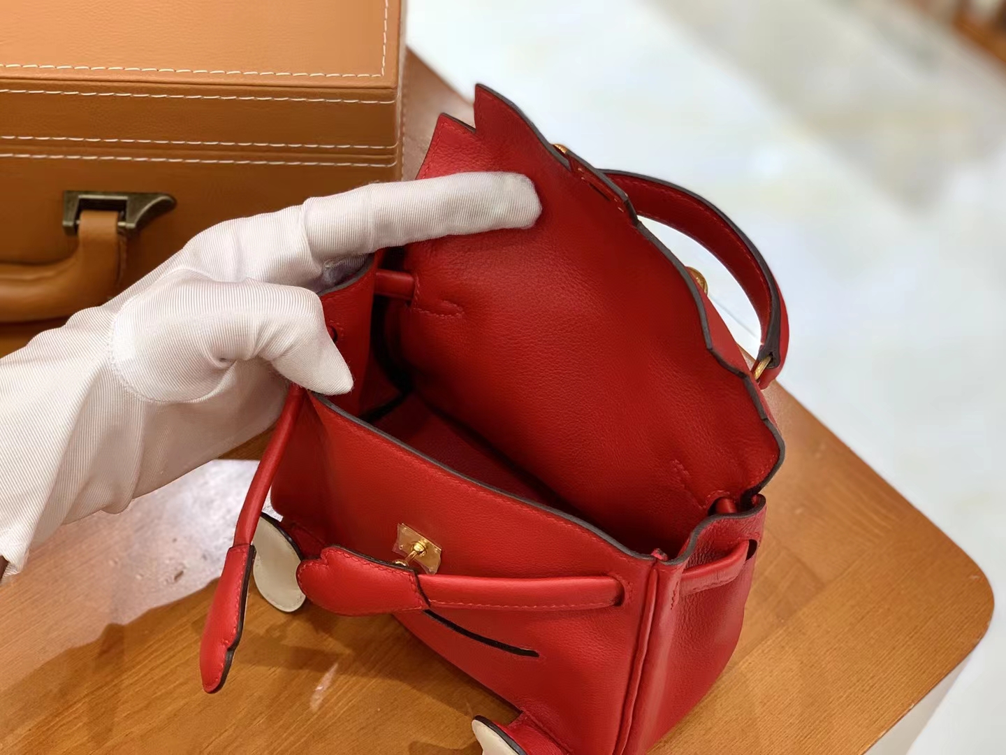 Hermès（爱马仕）Kelly doll 娃娃包 国旗红 进口swift皮 蜡线手缝