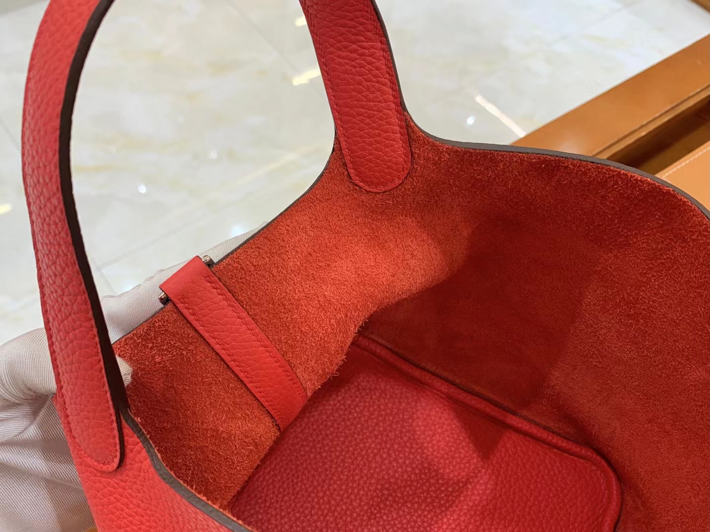 Hermès（爱马仕）Picotin 菜篮子 大红色 进口TC大牛皮 银扣 18cm 原版蜜蜡线 顶级手缝