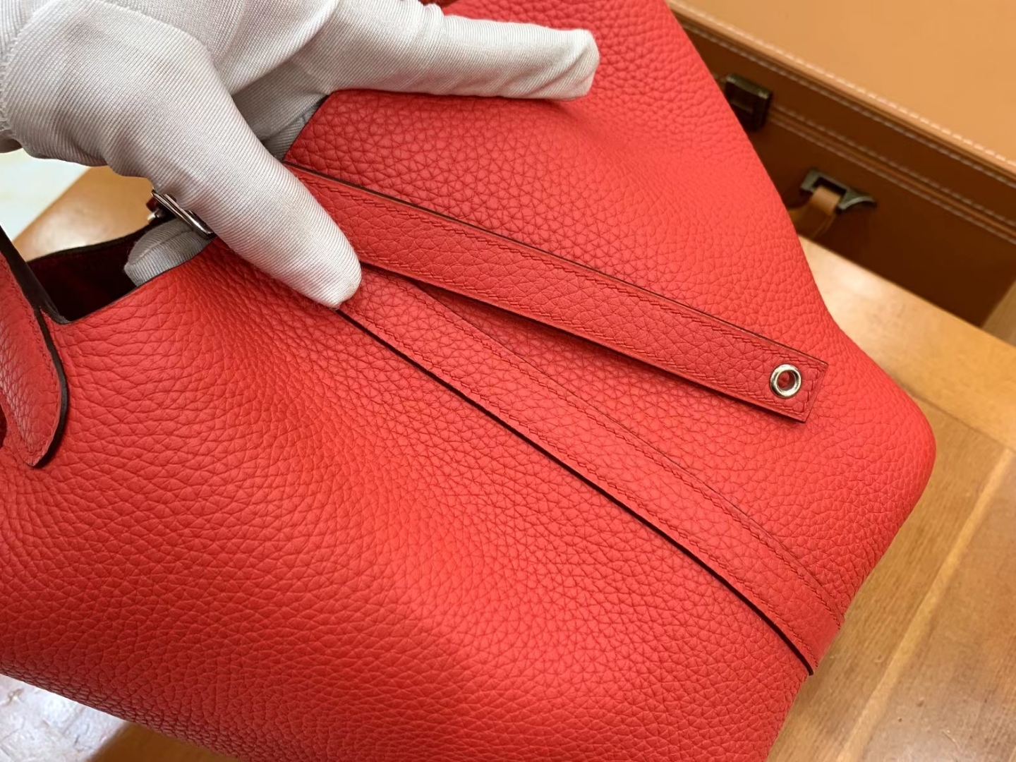 Hermès（爱马仕）Picotin 菜篮子 大红色 进口TC大牛皮 银扣 18cm 原版蜜蜡线 顶级手缝