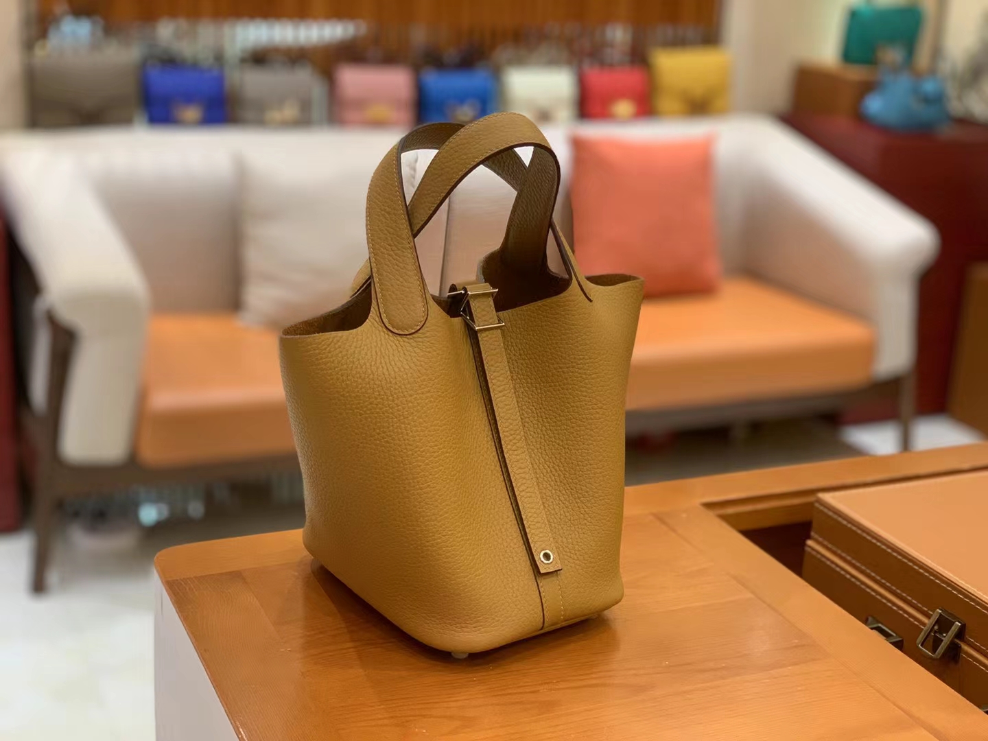 Hermès（爱马仕）Picotin 菜篮子 芝麻色 进口TC大牛皮 银扣 18cm 原版蜜蜡线 顶级手缝