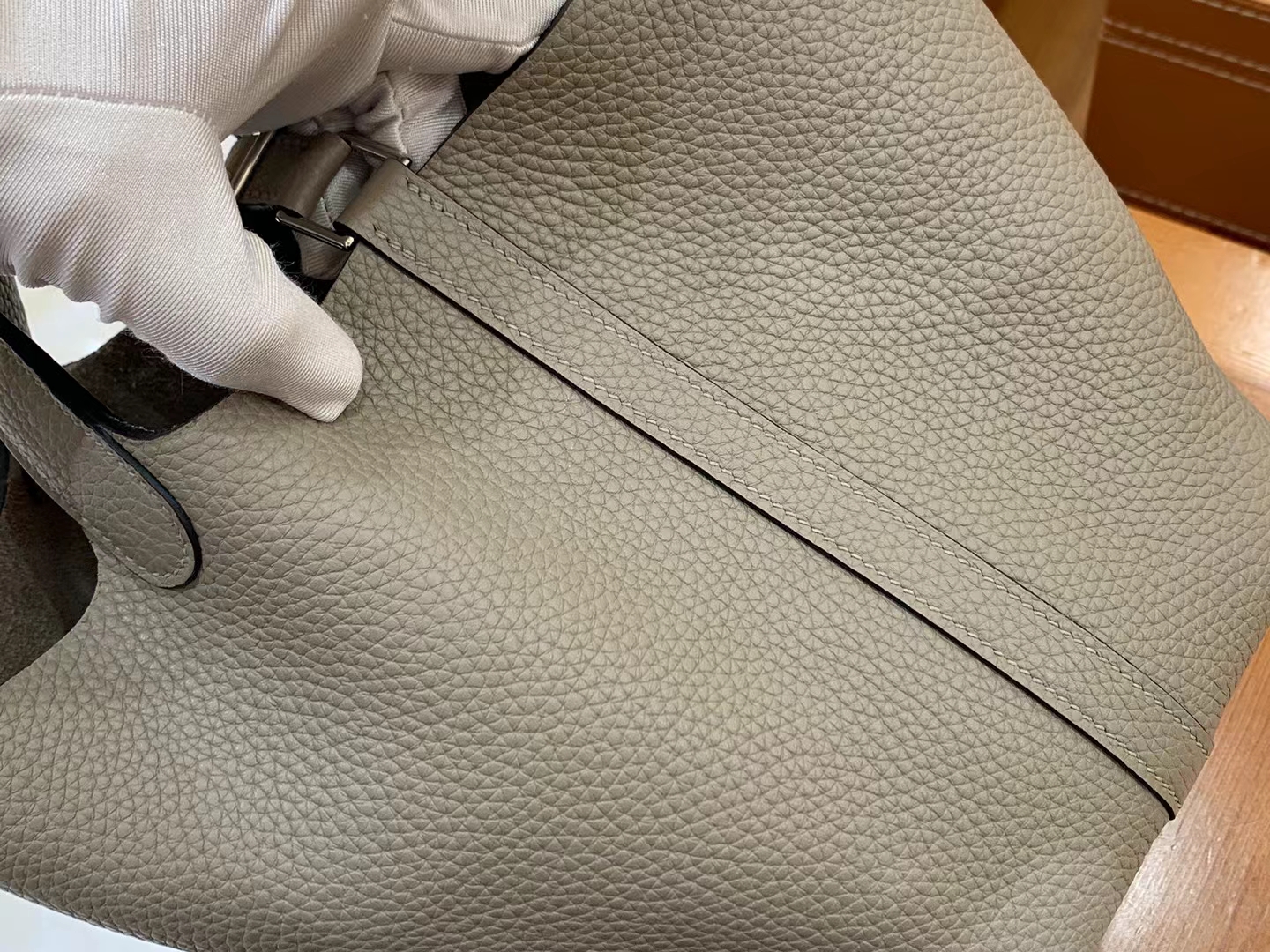 Hermès（爱马仕）Picotin 菜篮子 沥青灰 进口TC大牛皮 银扣 18cm 原版蜜蜡线 顶级手缝