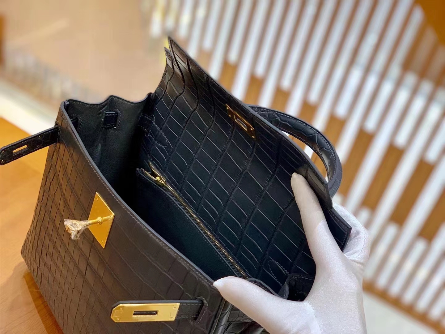 Hermès（爱马仕）Kelly 凯莉包 锡器灰 一级尼罗鳄鱼皮 金扣 28cm 原版蜜蜡线 顶级手缝