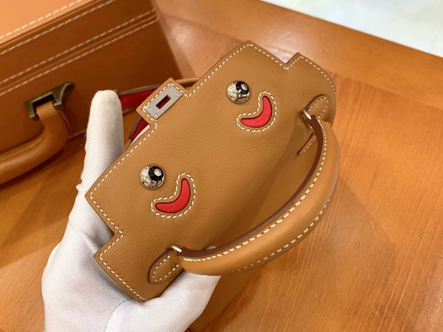 Hermès（爱马仕）Kelly doll 娃娃包 金棕色 进口swift皮 蜡线手缝