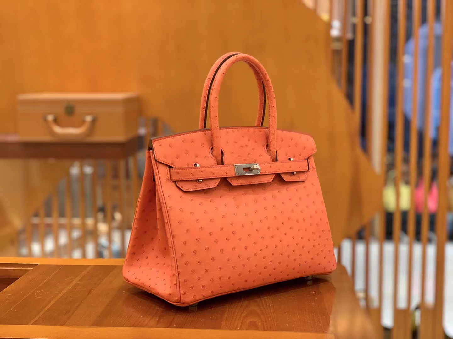 Hermès（爱马仕）Birkin 铂金包  南非KK级鸵鸟皮 德克萨斯粉 银扣 30cm 原版蜜蜡线 顶级手缝