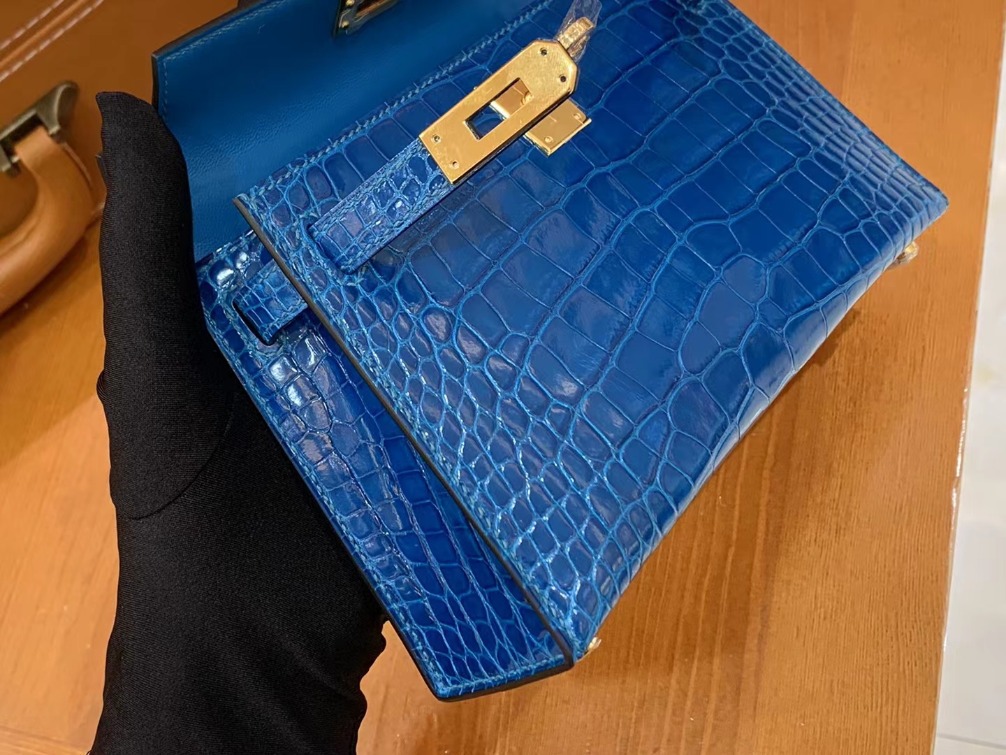 Hermès（爱马仕）Mini kelly 迷你凯莉 伊兹密尔蓝 一级美洲鳄鱼皮 金扣 二代 原版蜜蜡线 顶级手缝