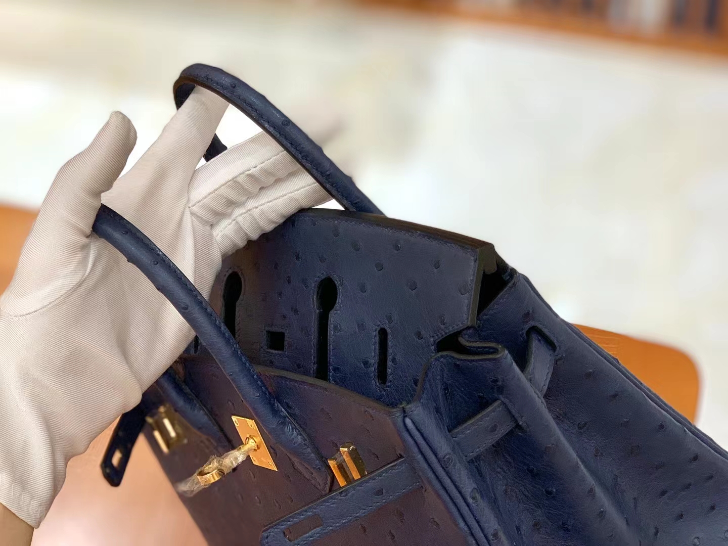Hermès（爱马仕）Birkin 铂金包 马耳他蓝 南非KK级鸵鸟皮 金扣 25cm 原版蜜蜡线 顶级手缝