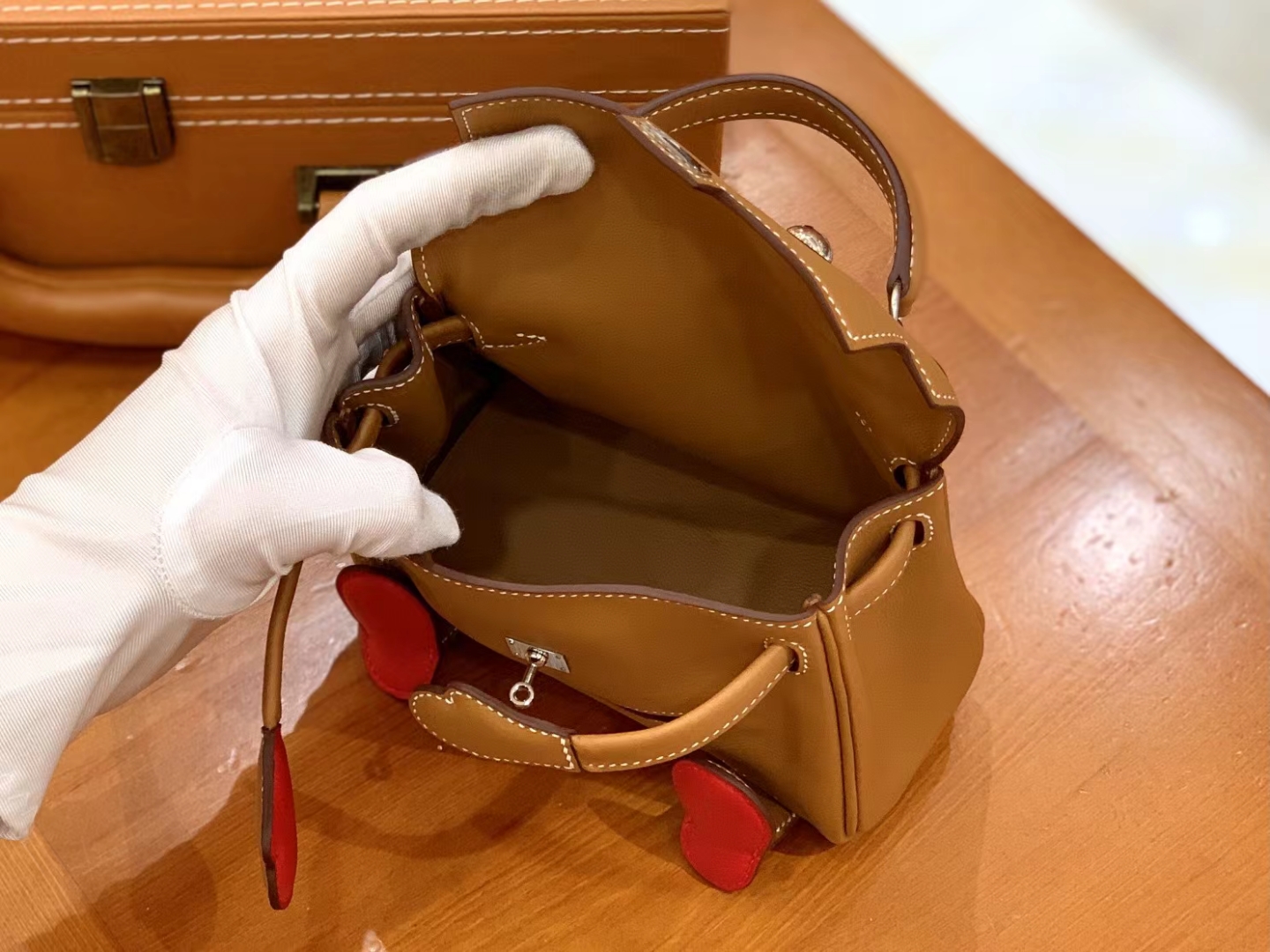 Hermès（爱马仕）Kelly doll 娃娃包 金棕色 进口swift皮 蜡线手缝
