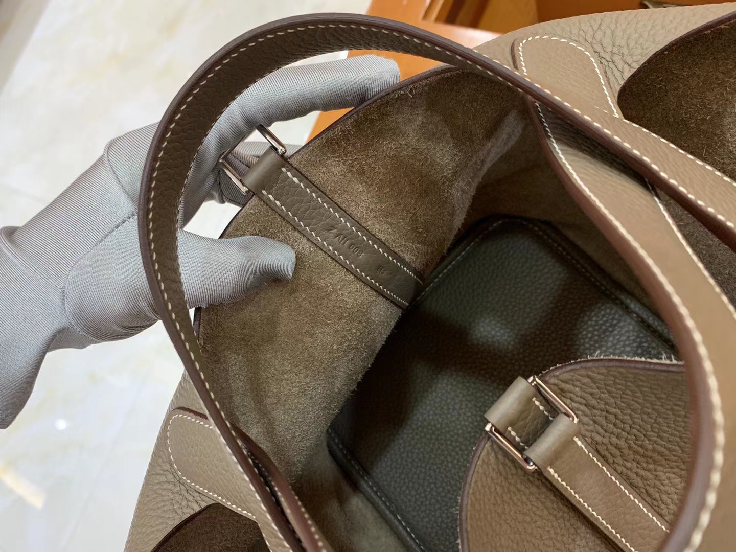 Hermès（爱马仕）Picotin 菜篮子 大象灰 进口TC大牛皮 银扣 22cm 原版蜜蜡线 顶级手缝