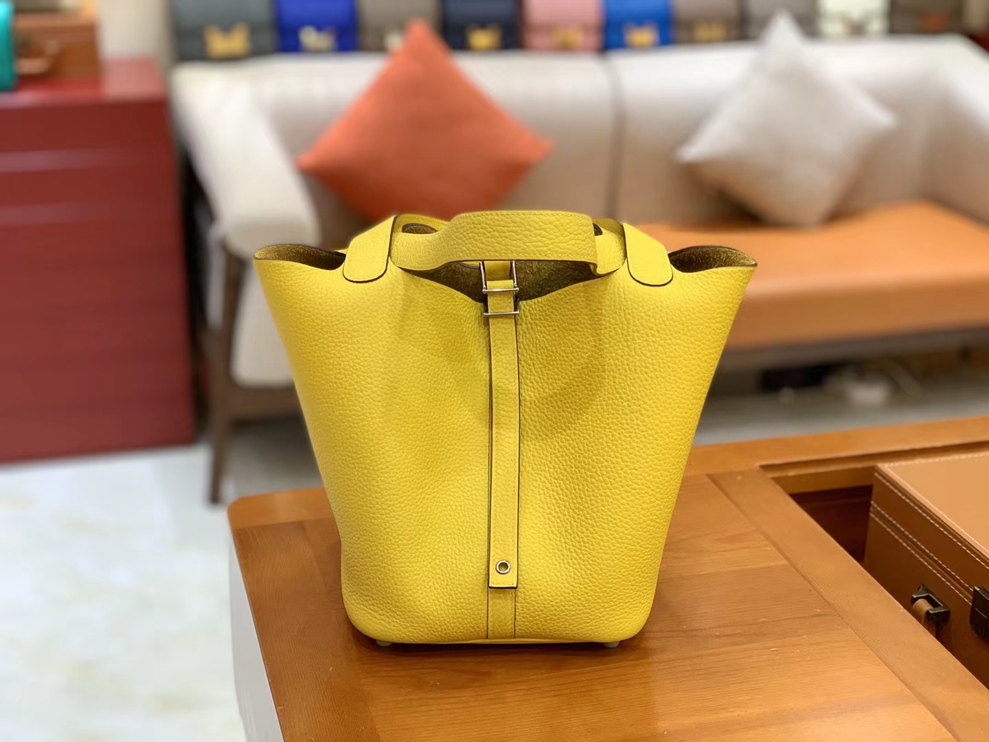 Hermès（爱马仕）Picotin 菜篮子 那不勒斯黄 进口TC大牛皮 银扣 22cm 原版蜜蜡线 顶级手缝