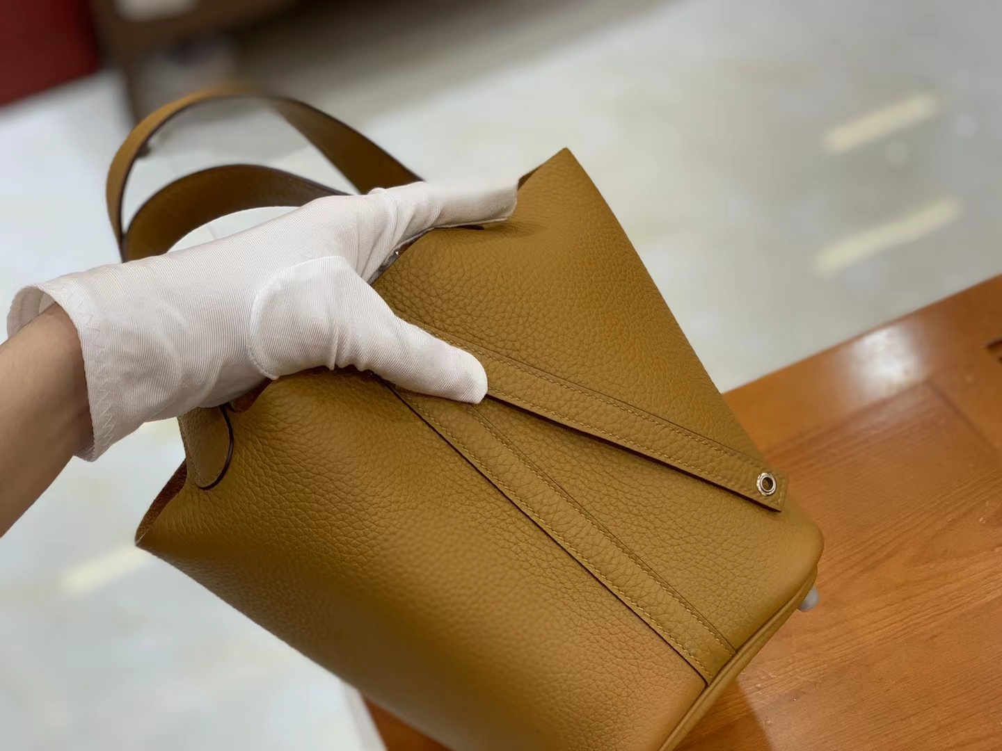 Hermès（爱马仕）Picotin 菜篮子 芝麻色 进口TC大牛皮 银扣 18cm 原版蜜蜡线 顶级手缝