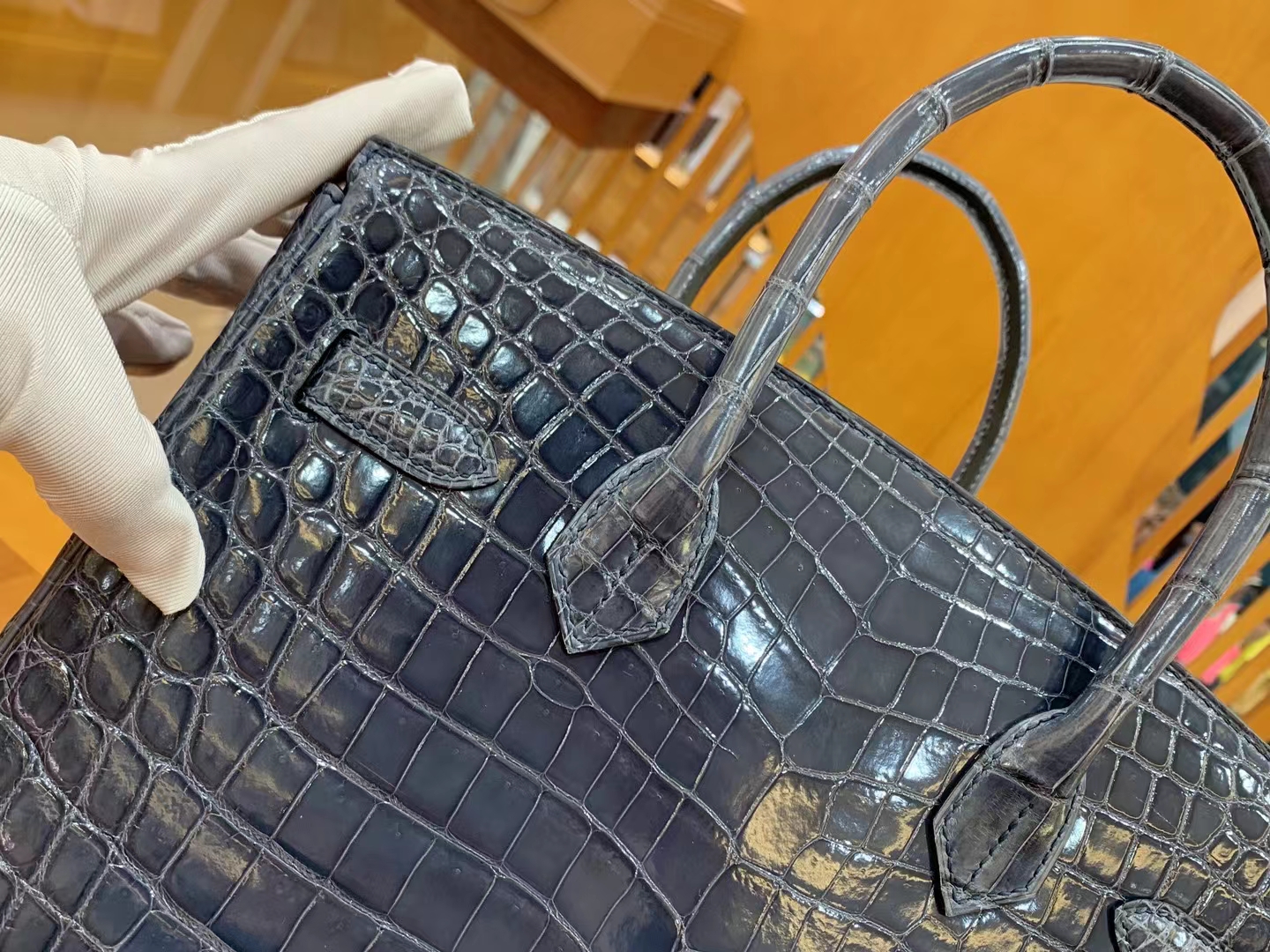 Hermès（爱马仕）Birkin 铂金包 牛仔蓝 一级尼罗鳄鱼皮 金扣 30cm 原版蜜蜡线 顶级手缝