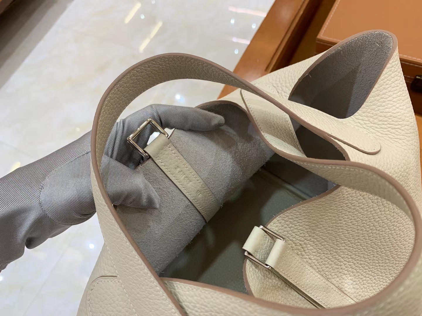 Hermès（爱马仕）Picotin 菜篮子 奶昔白 进口TC大牛皮 银扣 22cm 原版蜜蜡线 顶级手缝