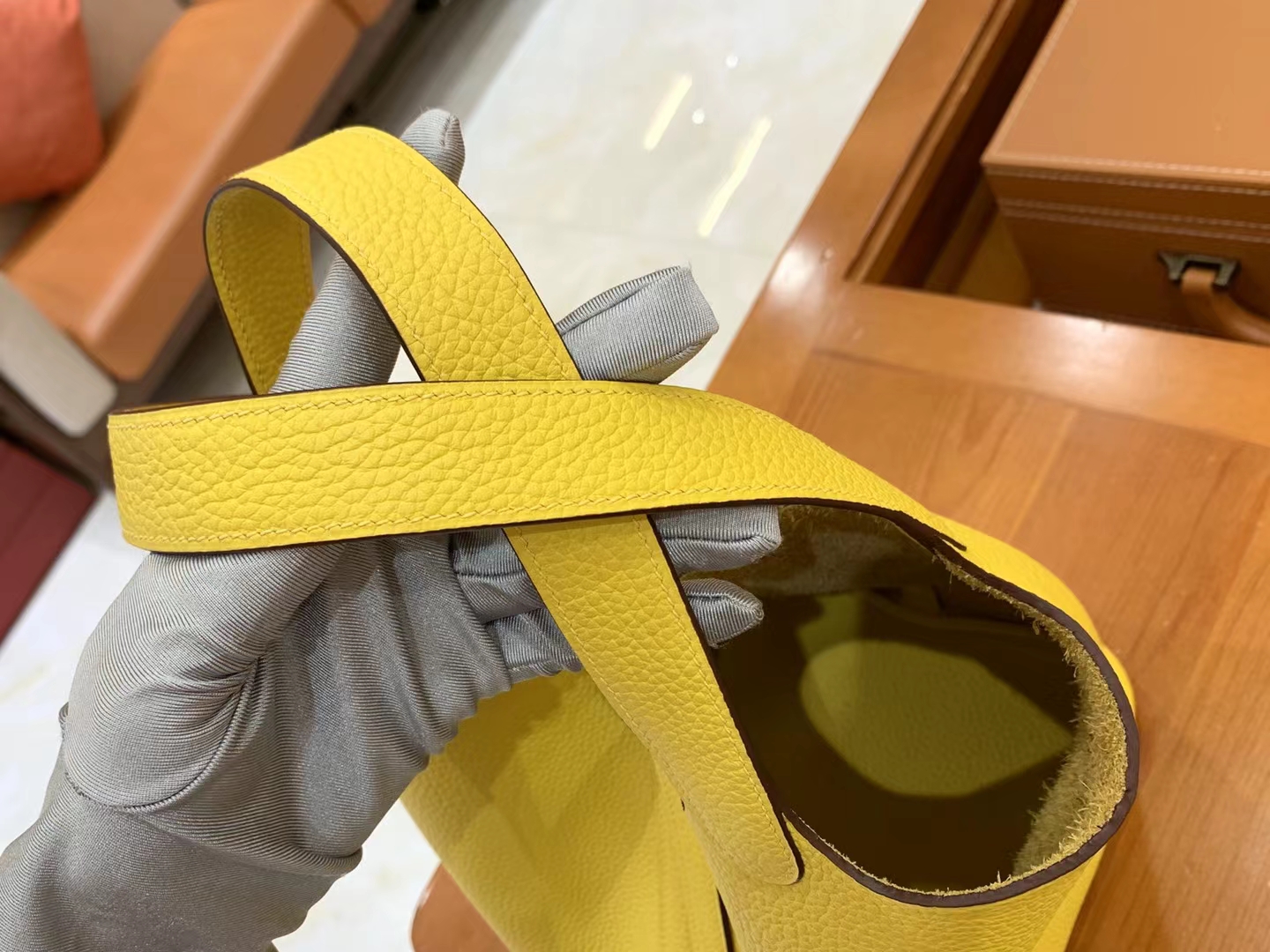 Hermès（爱马仕）Picotin 菜篮子 那不勒斯黄 进口TC大牛皮 银扣 22cm 原版蜜蜡线 顶级手缝