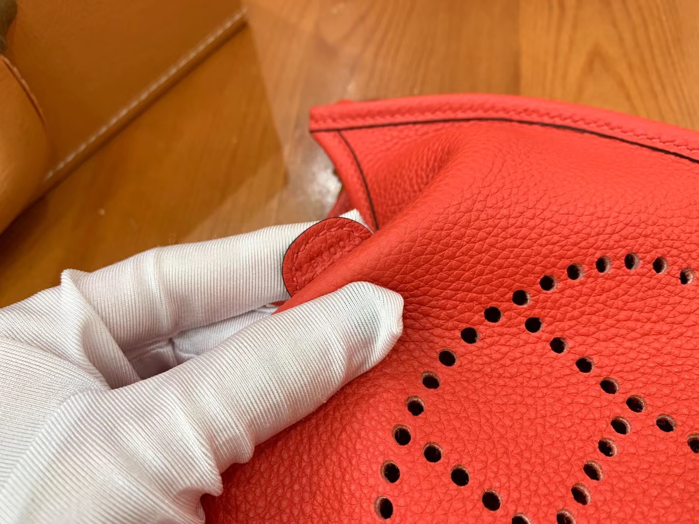 Hermès（爱马仕）Mini Evelyne 迷你 伊芙琳 心红色 进口TC大牛皮 银扣 17cm 原版蜜蜡线 顶级手缝