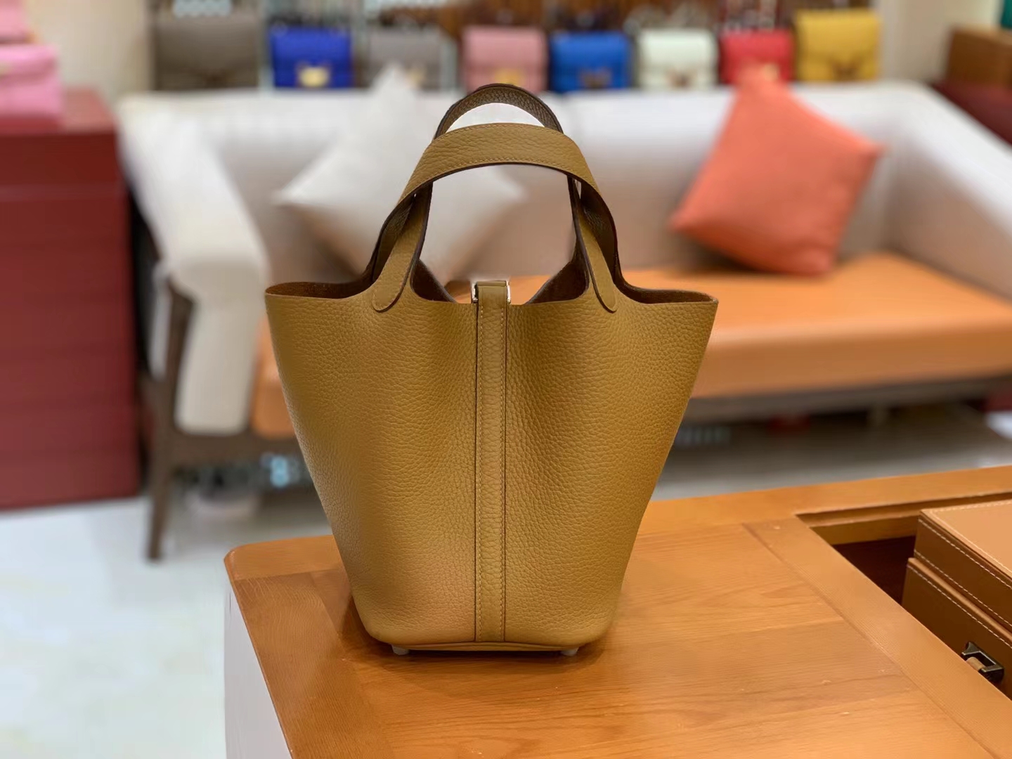 Hermès（爱马仕）Picotin 菜篮子 芝麻色 进口TC大牛皮 银扣 18cm 原版蜜蜡线 顶级手缝