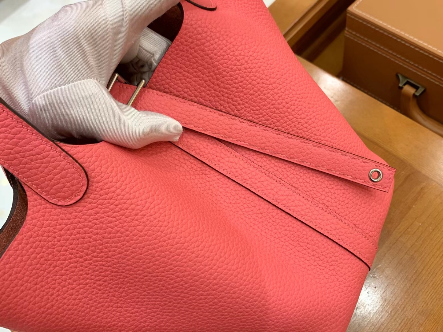 Hermès（爱马仕）Picotin 菜篮子 唇膏粉 进口TC大牛皮 银扣 18cm 原版蜜蜡线 顶级手缝