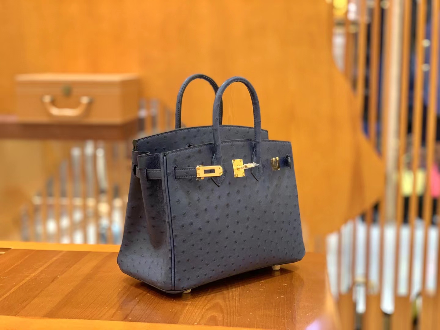 Hermès（爱马仕）Birkin 铂金包 马耳他蓝 南非KK级鸵鸟皮 金扣 25cm 原版蜜蜡线 顶级手缝