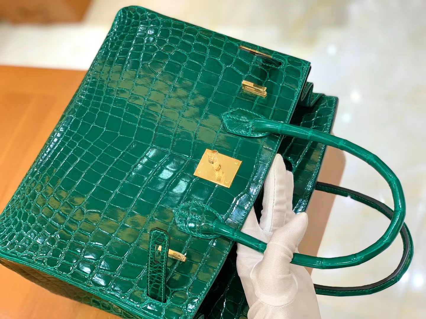 Hermès（爱马仕）Birkin 铂金包 翡翠绿 一级尼罗鳄鱼皮 金扣 30cm 原版蜜蜡线 顶级手缝
