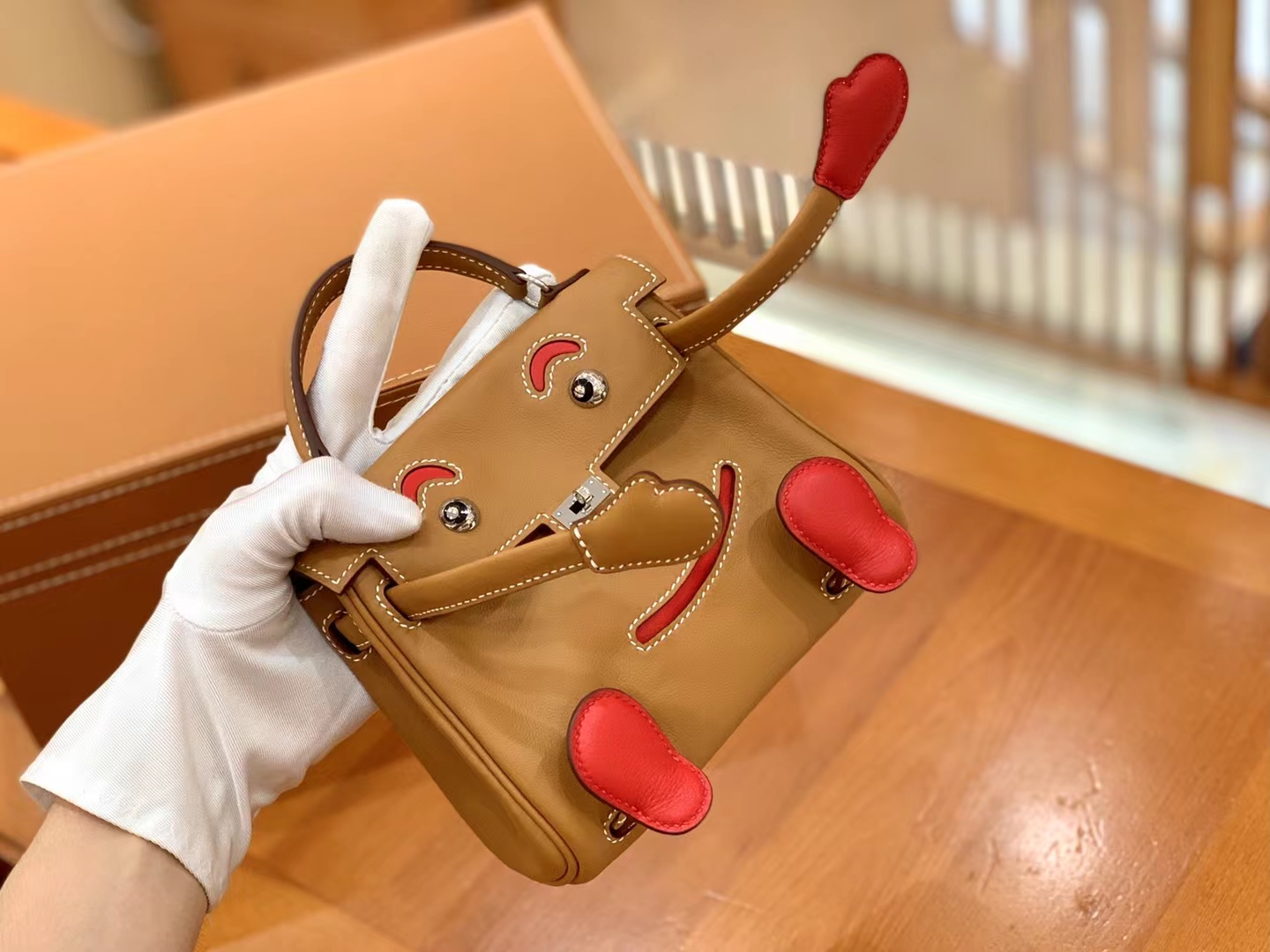Hermès（爱马仕）Kelly doll 娃娃包 金棕色 进口swift皮 蜡线手缝