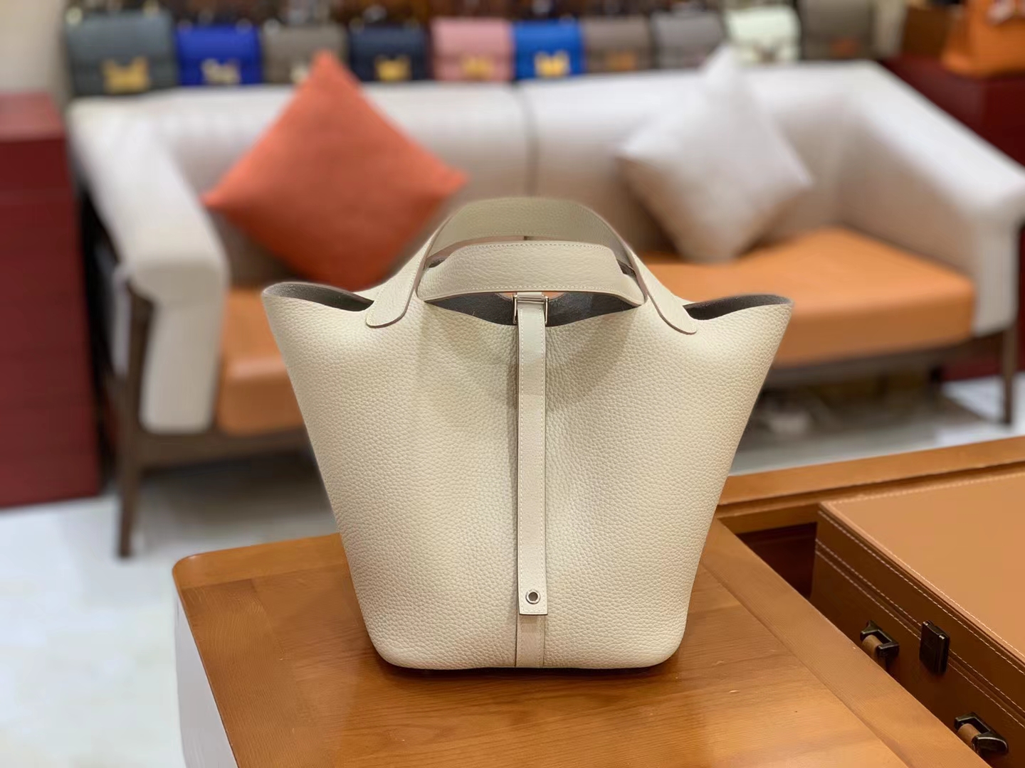 Hermès（爱马仕）Picotin 菜篮子 奶昔白 进口TC大牛皮 银扣 22cm 原版蜜蜡线 顶级手缝